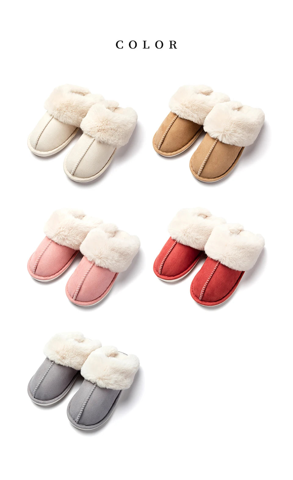 Women's Plush Warm Home Flat Shoes Soft And Comfortable Autumn Winter Cotton Shoes Indoor Plush Couple Slippers