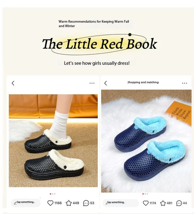 Winter Couple Fuzzy Slippers Women Men, Warm Fur Lined Mule House Shoes for Indoor Outdoor Cozy Comfortable Non-Slip Soft Slippe