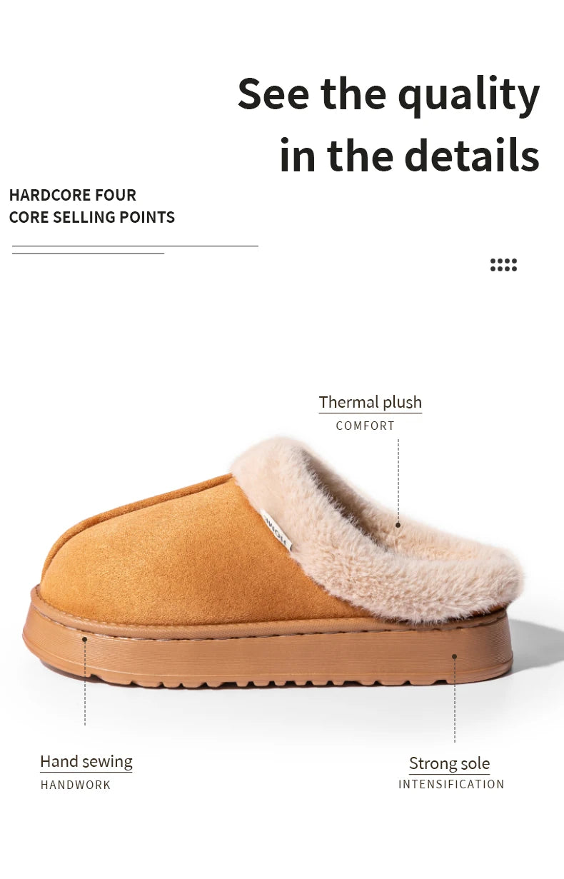Autumn and Winter Slippers Women's Indoor Home Comfortable Fashion All-match Plush Warm Slippers Unisex Home Shoes for Winter