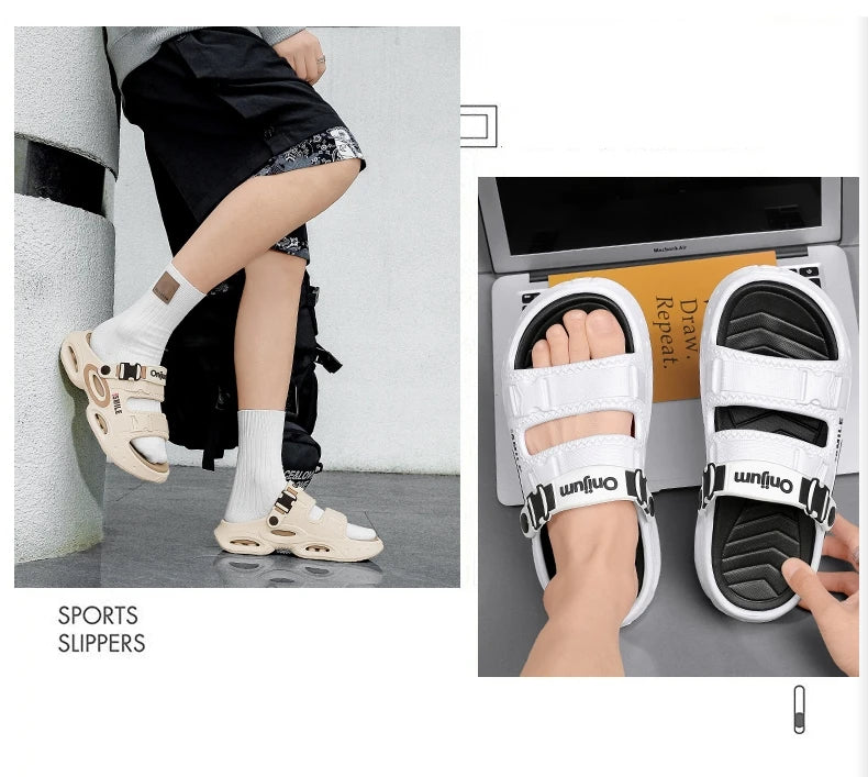 2026 Summer Men's Outdoor Clogs Beach Sandals Breathable Slippers EVA Soft Slides Mens Casual Garden Shoes Male Beach Slippers